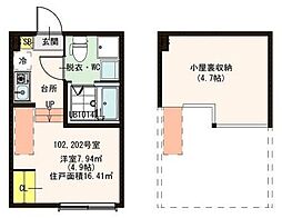 ハーモニーテラス足立7 ワンルームの間取図画像