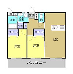 アジュール中町 2LDKの間取図画像