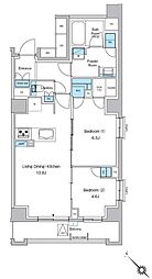 プレディアコート西葛西 5階2LDKの間取り