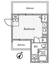 ASTILE三軒茶屋IV 4階ワンルームの間取り