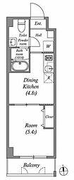 アーバハイツ六町環七北通り 1DKの間取図画像