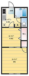 中台ハイツ 2Kの間取図画像