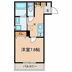 リトルキャビン 3階1Kの間取り