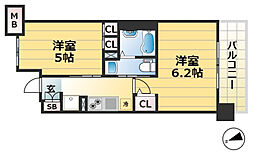 エステムプラザ神戸西Vミラージュ 2Kの間取図画像