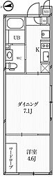 ルクレ高田馬場 2Kの間取図画像