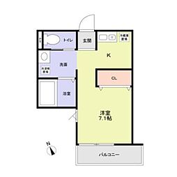 クロレ新検見川 1Kの間取図画像