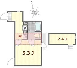 HESTIA扇大橋 1Kの間取図画像