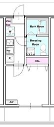 パールス白楽 1Kの間取図画像