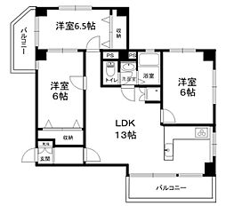 中落合東豊エステート 2階3LDKの間取り