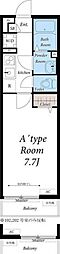 リブリ・調布 2階1Kの間取り