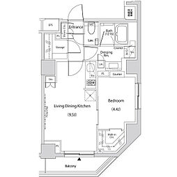 ザ・パークハビオ文京目白台プレイス 1LDKの間取図画像