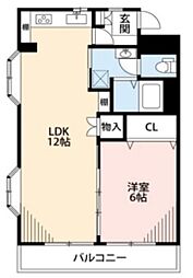 岸谷ハイツ 1LDKの間取図画像