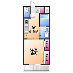 ハイネ2番館 1DKの間取図画像