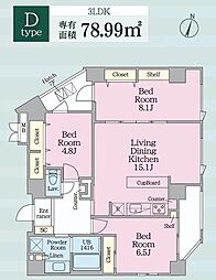 UTENA西麻布 3LDKの間取図画像
