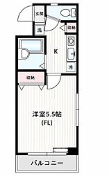 ベルコート美しが丘 1Kの間取図画像
