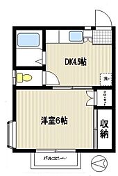 ウィスタリア2 1DKの間取図画像