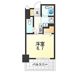 レスパスエラン 1Kの間取図画像