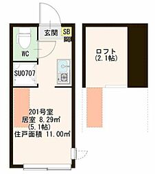 ハーモニーヒルズ明大前 ワンルームの間取図画像