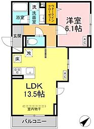 D'Bless中野島 1LDKの間取図画像