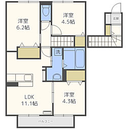 D-room三苫 3LDKの間取図画像