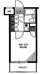 グローリア初穂新宿2 1Kの間取図画像