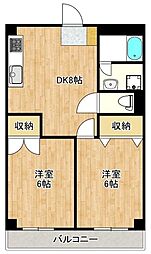 ピュア入船 2DKの間取図画像