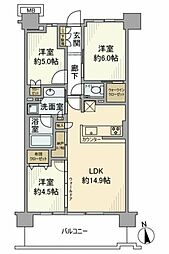 プラウドシティ国立 3LDKの間取図画像