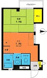 リバーサイド丸山 4階1DKの間取り