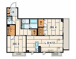 プログレス新鶴見 2LDKの間取図画像