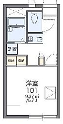 レオパレスウエストヒル 1Kの間取図画像
