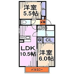 サウスアベニュー 2LDKの間取図画像