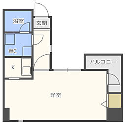 エルヴェ大橋 1Kの間取図画像