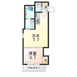 近鉄大阪線 弥刀駅 徒歩14分の賃貸アパート 3階1DKの間取り