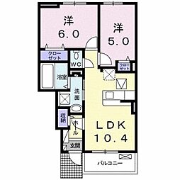 ポライト・カーサ 2LDKの間取図画像