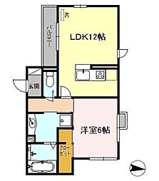 ヴィラホースシュー 1LDKの間取図画像