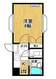 パルーム開成B 1Kの間取図画像