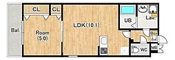 川口市大字里アパート 1LDKの間取図画像