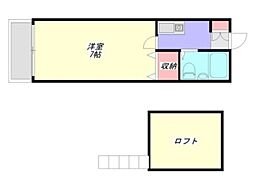 ミュゲロワイヤル 1Kの間取図画像