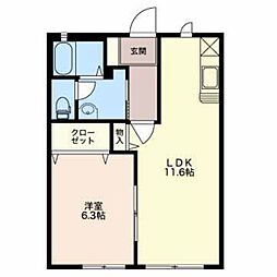 ウエストサイドフルー 1LDKの間取図画像