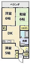 マンション高萩1 3DKの間取図画像