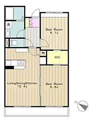 パラッツォ淵野辺1 2LDKの間取図画像