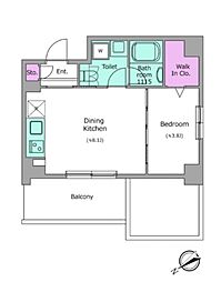 クレヴィアリグゼ中野新井薬師 1LDKの間取図画像