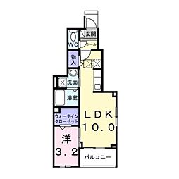 川越市大字笠幡アパート 1LDKの間取図画像