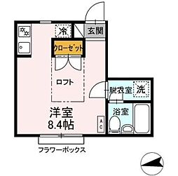 田口フラット ワンルームの間取図画像