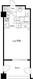 カスタリア水天宮 1Kの間取図画像