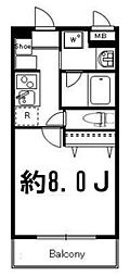 ドゥーエ西大島2 1Kの間取図画像