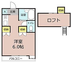 バディハイツ茂原 ワンルームの間取図画像