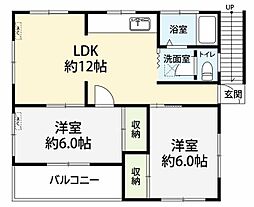 園田コーポ 2LDKの間取図画像