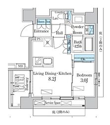 JR山手線 田町駅 徒歩9分の賃貸マンション 5階1LDKの間取り