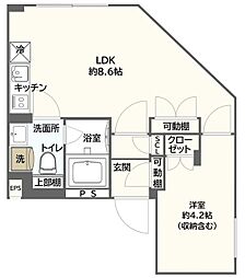 Ludens王子 5階1LDKの間取り
